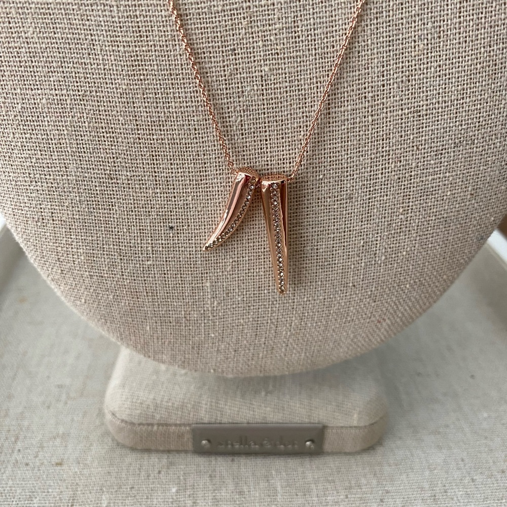 Stella & Dot Double Horn Pave Necklace NIB - Picture 5 of 7